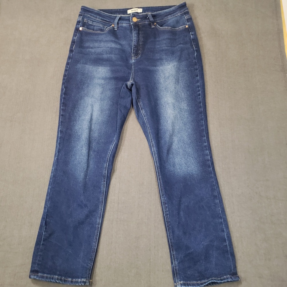 Royalty For Me Jeans‎ Womens 16 Blue High Rise Straight Leg Stretch Denim